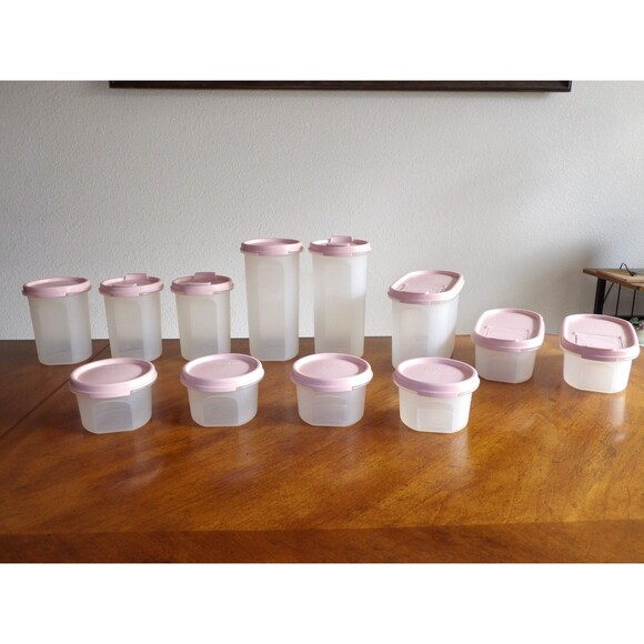 TUPPERWARE Modular Mates Pantry Lot 12x Containers w/Lids Pastel Pink - Picture 2 of 16